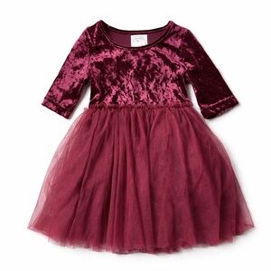Taylor Joelle 18-24m Crushed velvet 0331 three-quarter length sleeve tulle dress